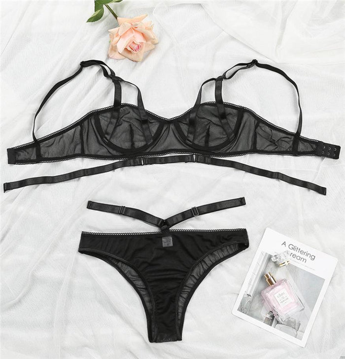 Straps & Mesh Underwear & Bra Set