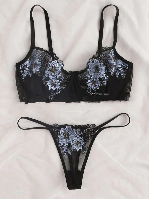 Embroidered Temptation Lingerie Set