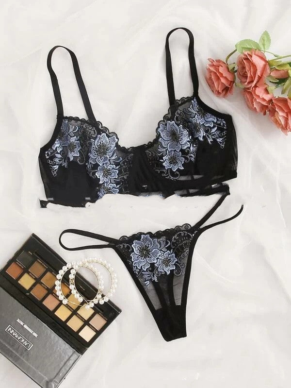 Embroidered Temptation Lingerie Set