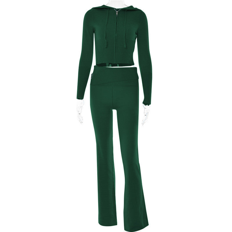 Zip It - Long Sleeve Sweater And High Waist Pants Set